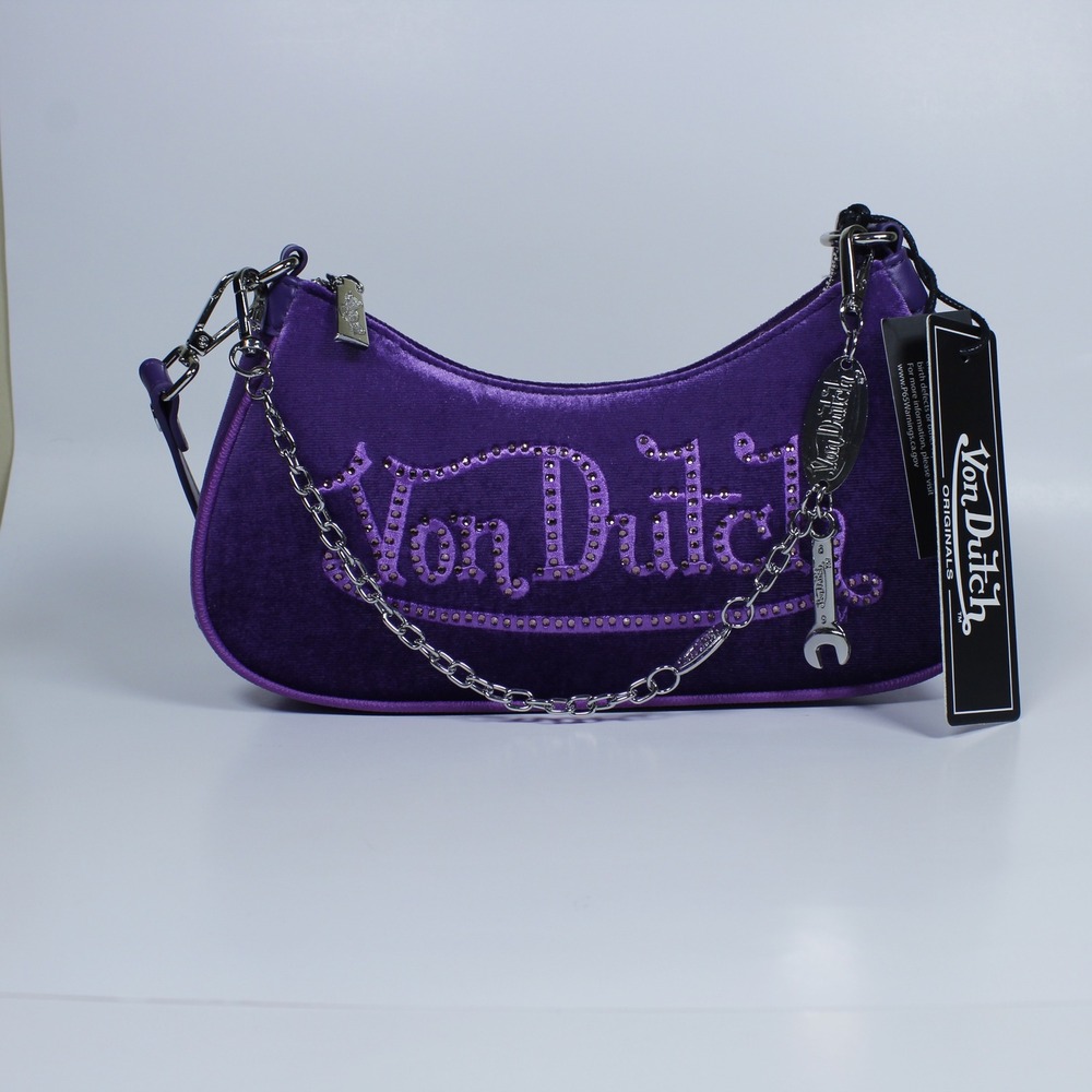 Von Dutch Purple Velvet Shoulder Bag - Vintage Y2K Style (New with Tags)